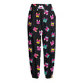 Colorful French Bulldog Print Fleece Lined Knit Pants