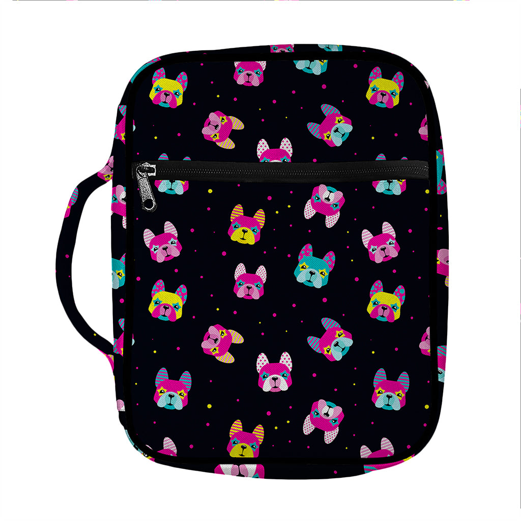 Colorful French Bulldog Print Front Pocket Bible Bag