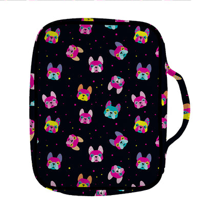 Colorful French Bulldog Print Front Pocket Bible Bag