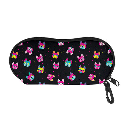 Colorful French Bulldog Print Glasses Case