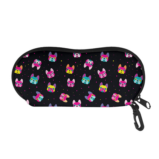 Colorful French Bulldog Print Glasses Case