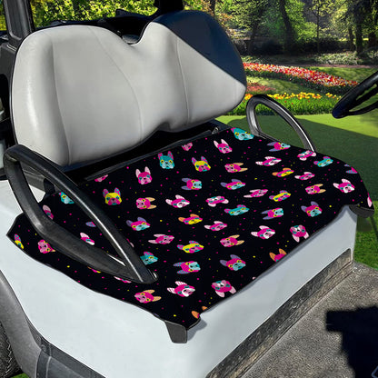 Colorful French Bulldog Print Golf Cart Seat Cover