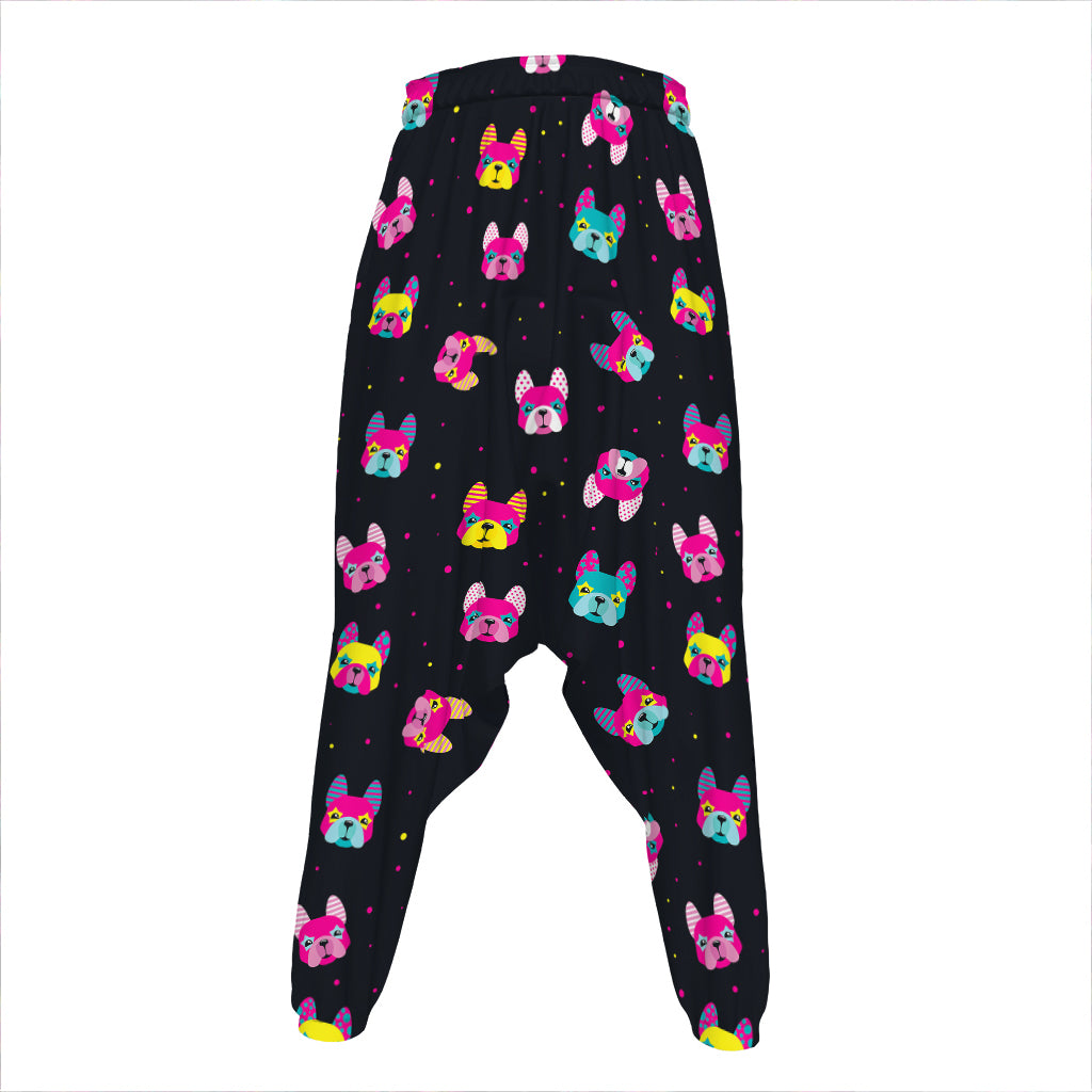 Colorful French Bulldog Print Hammer Pants