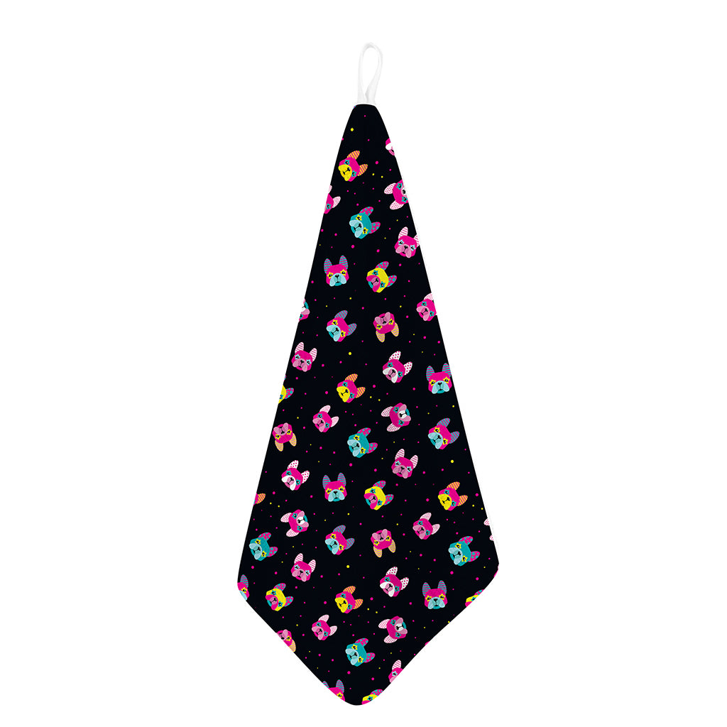 Colorful French Bulldog Print Hand Towel