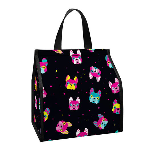 Colorful French Bulldog Print Insulated Lunch Tote