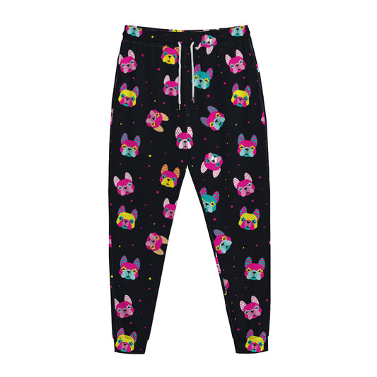 Colorful French Bulldog Print Jogger Pants