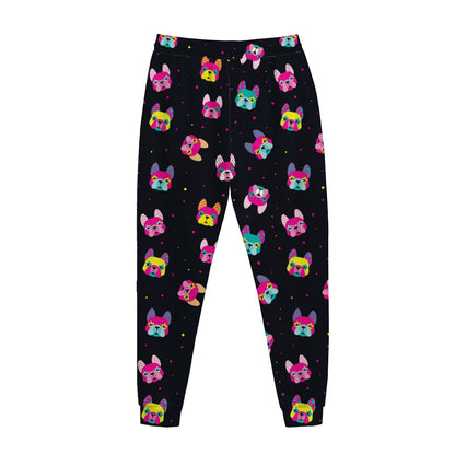 Colorful French Bulldog Print Jogger Pants