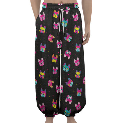 Colorful French Bulldog Print Lantern Pants