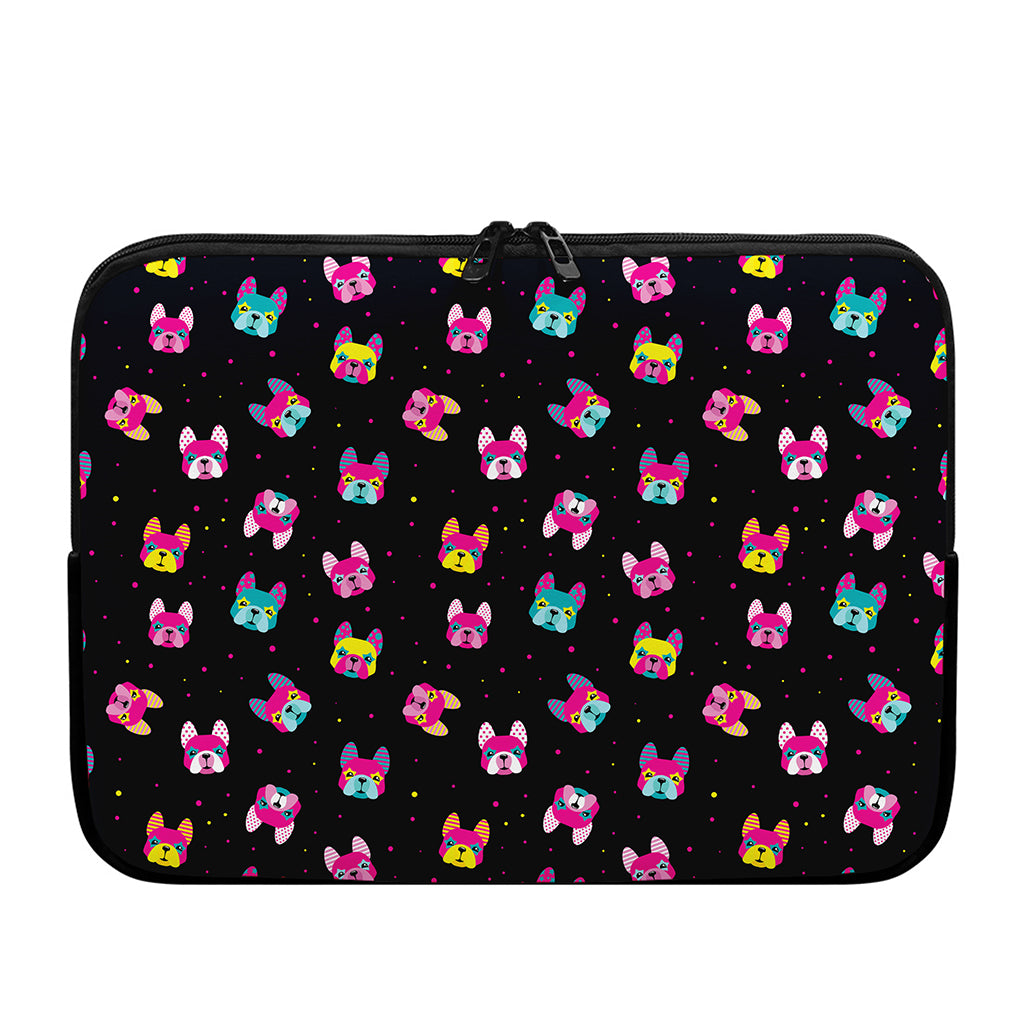 Colorful French Bulldog Print Laptop Sleeve