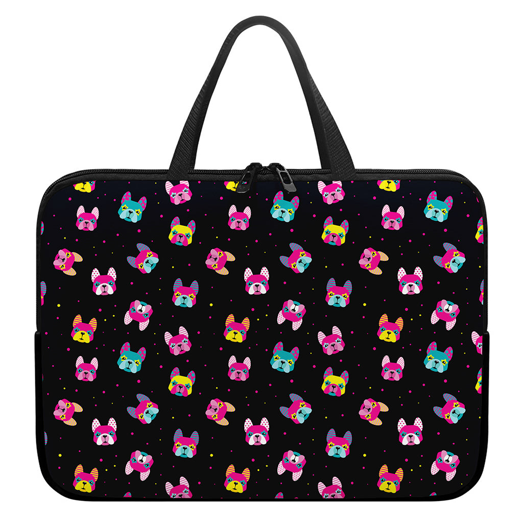 Colorful French Bulldog Print Laptop Sleeve With Handle