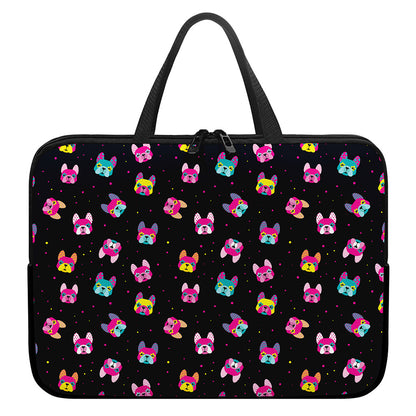 Colorful French Bulldog Print Laptop Sleeve With Handle