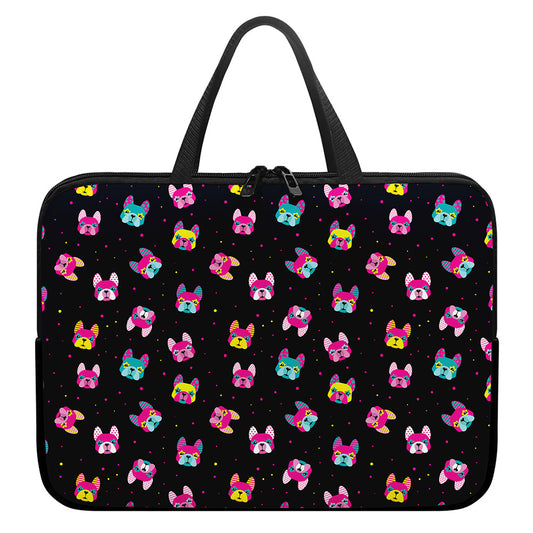 Colorful French Bulldog Print Laptop Sleeve With Handle