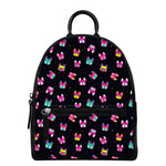 Colorful French Bulldog Print Leather Backpack