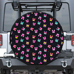 Colorful French Bulldog Print Leather Spare Tire Cover