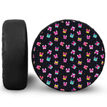 Colorful French Bulldog Print Leather Spare Tire Cover