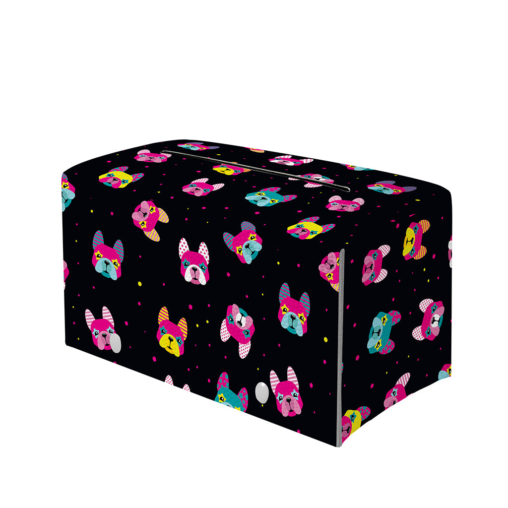 Colorful French Bulldog Print Leather Tissue Box Cover