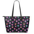 Colorful French Bulldog Print Leather Tote Bag With Zipper