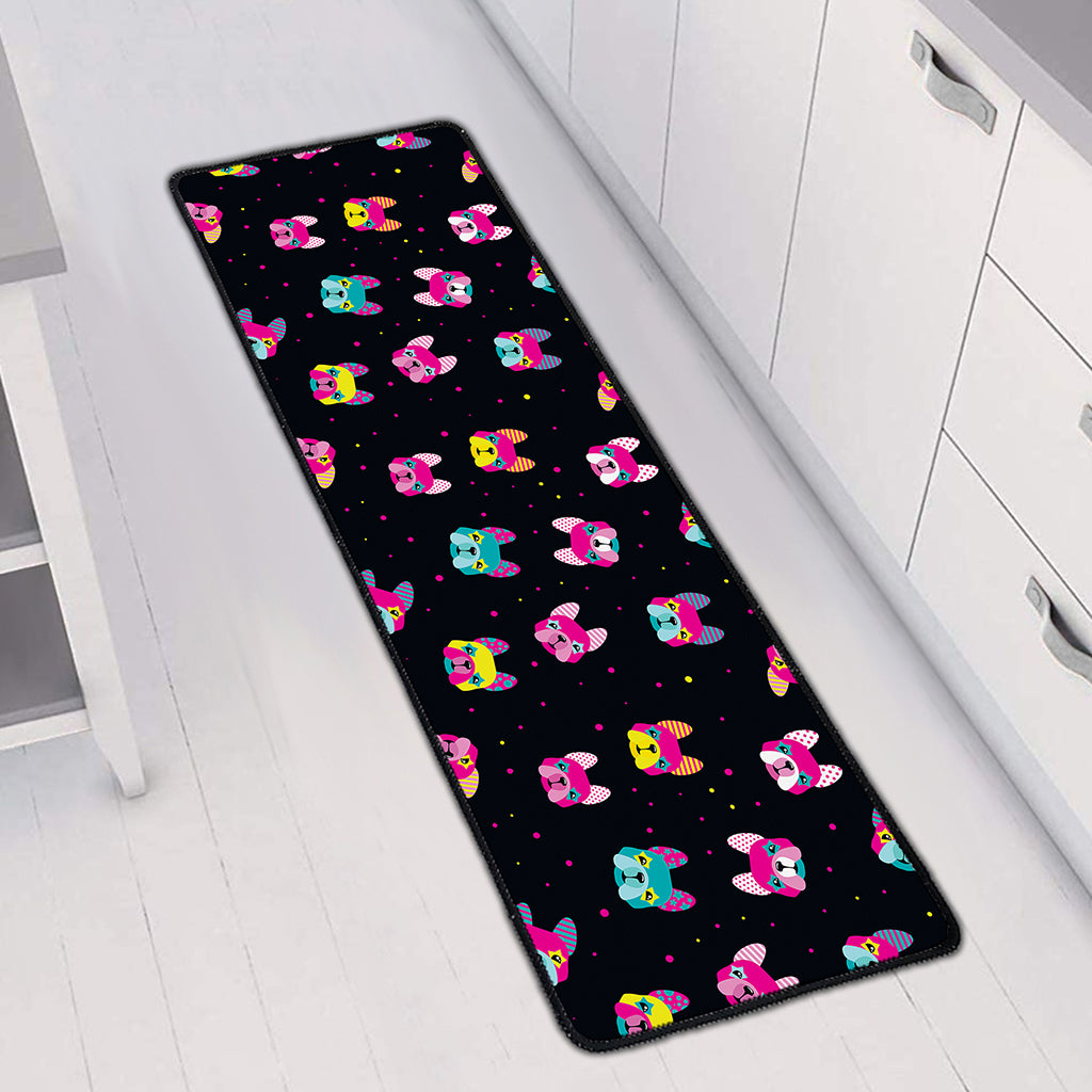 Colorful French Bulldog Print Long Kitchen Mat