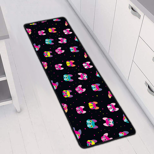Colorful French Bulldog Print Long Kitchen Mat