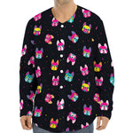 Colorful French Bulldog Print Long Sleeve Baseball Jersey