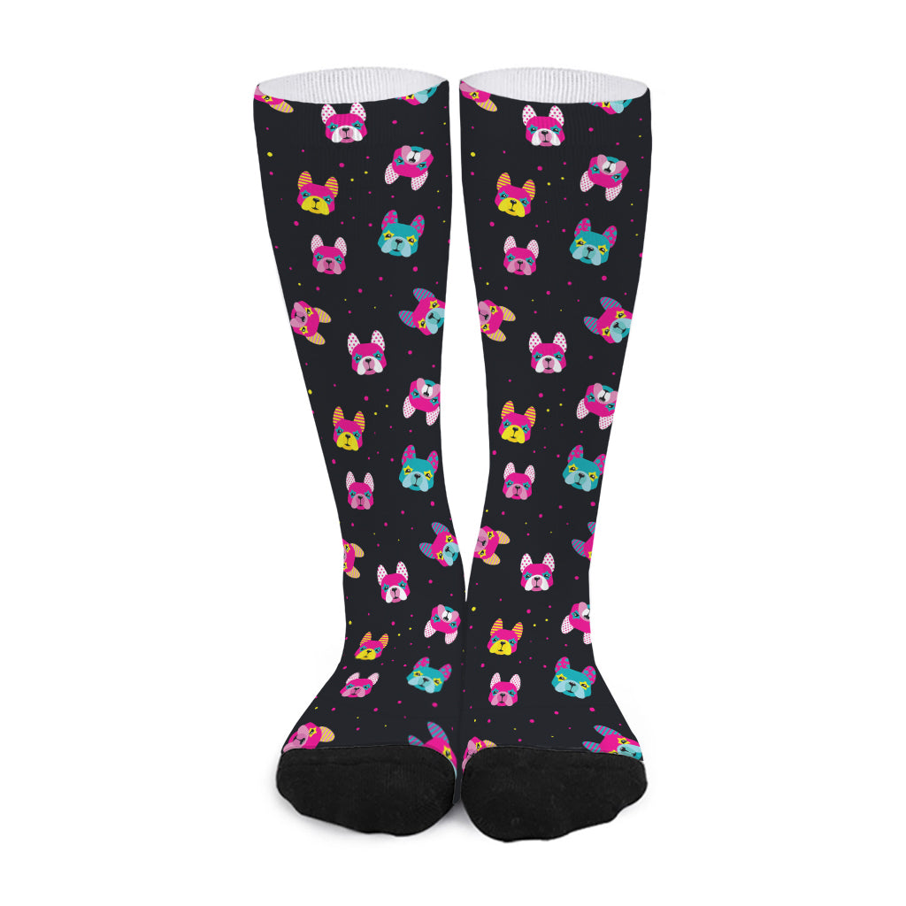 Colorful French Bulldog Print Long Socks