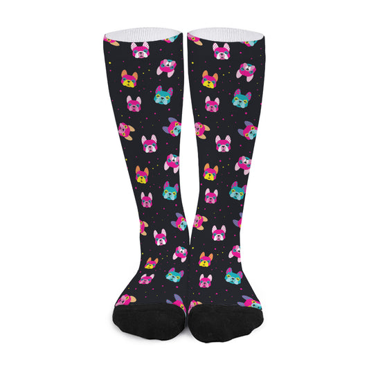 Colorful French Bulldog Print Long Socks