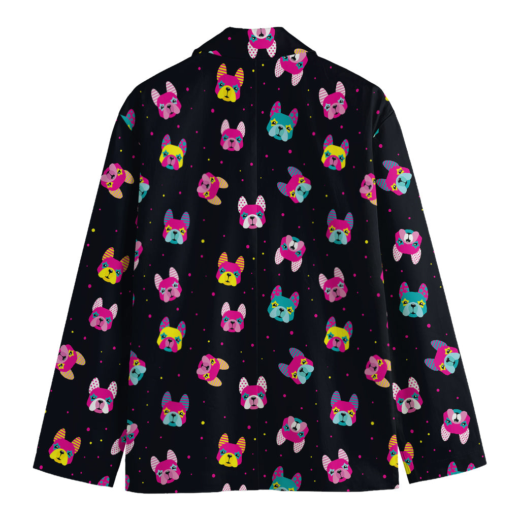 Colorful French Bulldog Print Men's Blazer