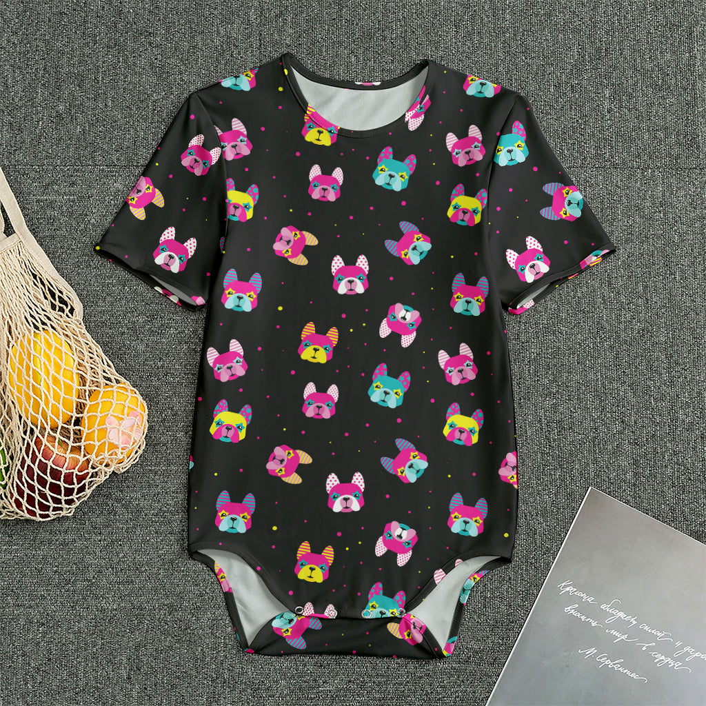 Colorful French Bulldog Print Men's Bodysuit