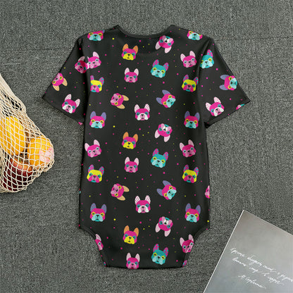 Colorful French Bulldog Print Men's Bodysuit