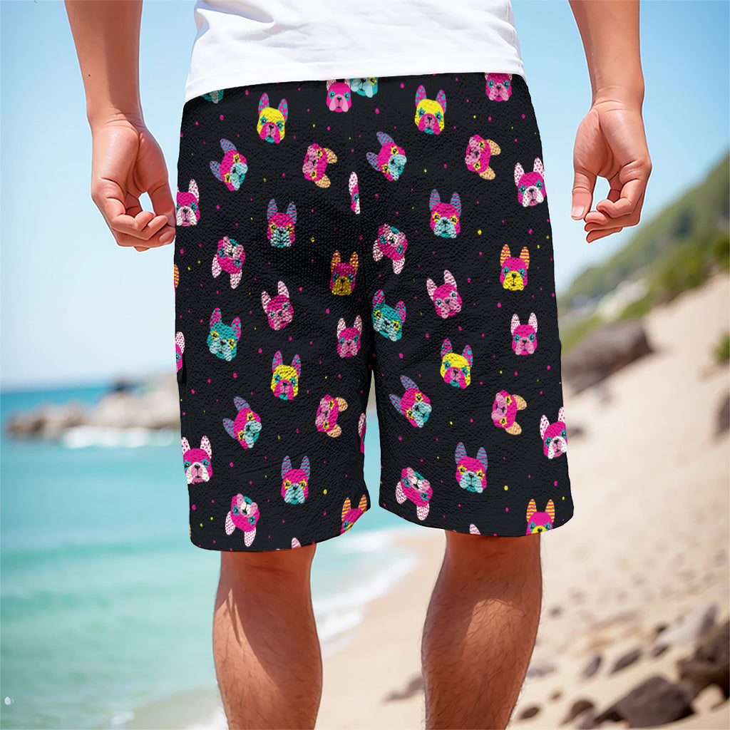 Colorful French Bulldog Print Men's Cargo Shorts