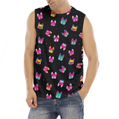 Colorful French Bulldog Print Men's Fitness Tank Top