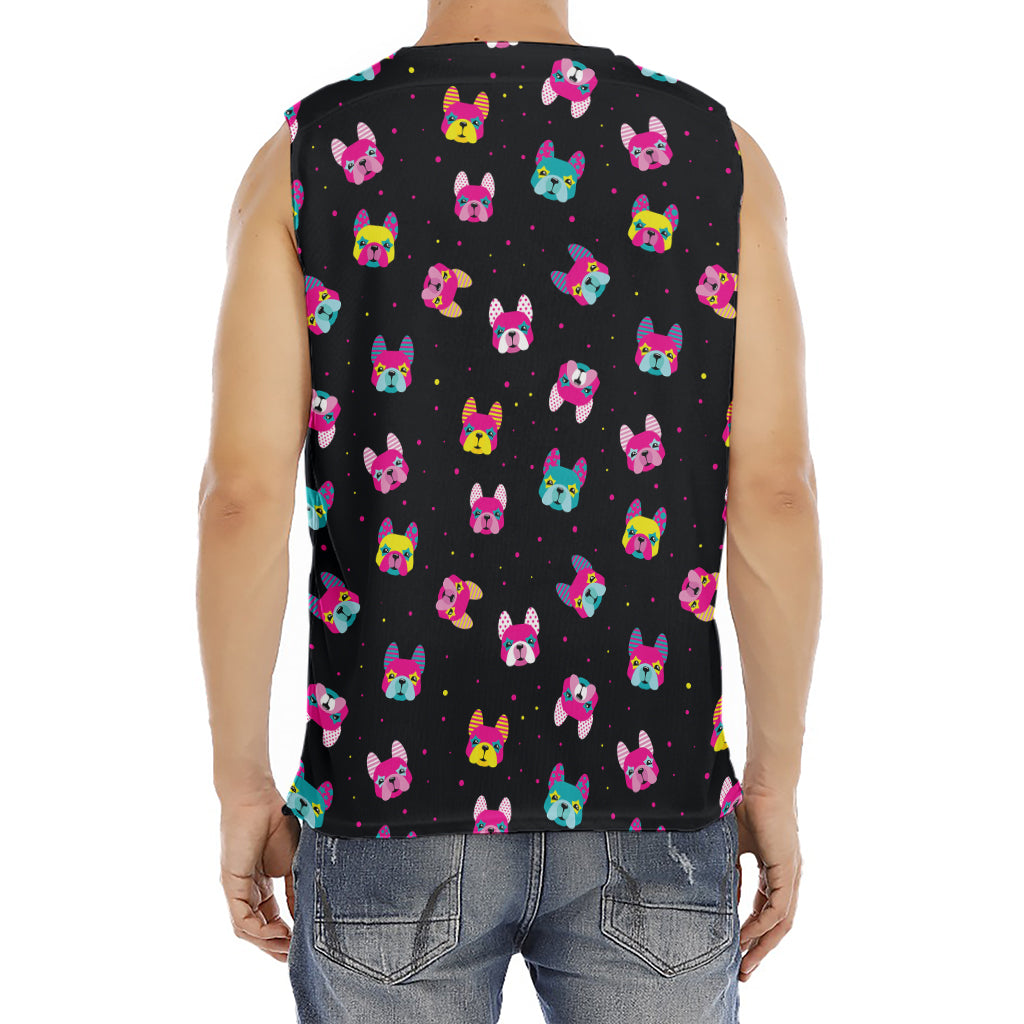 Colorful French Bulldog Print Men's Fitness Tank Top
