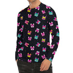 Colorful French Bulldog Print Men's Long Sleeve Rash Guard