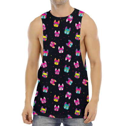 Colorful French Bulldog Print Men's Muscle Tank Top
