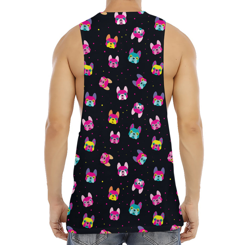 Colorful French Bulldog Print Men's Muscle Tank Top