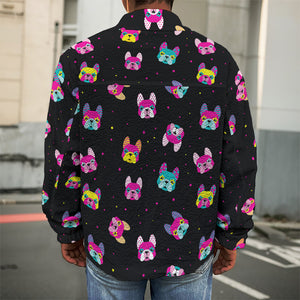 Colorful French Bulldog Print Men's Shirt Jacket