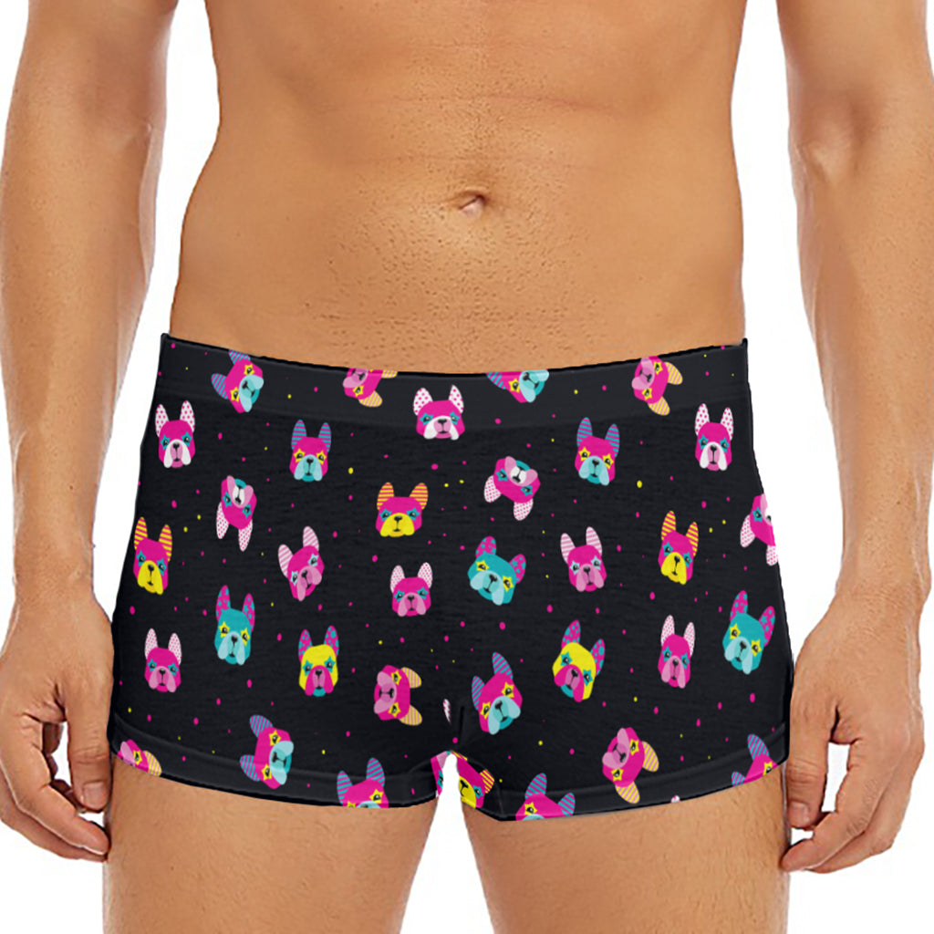 Colorful French Bulldog Print Men's Short Boxer Briefs