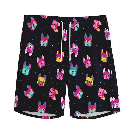 Colorful French Bulldog Print Men's Sports Shorts