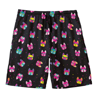Colorful French Bulldog Print Men's Swim Trunks