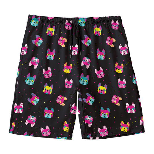 Colorful French Bulldog Print Men's Swim Trunks