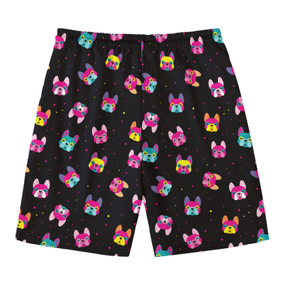 Colorful French Bulldog Print Men's Swim Trunks