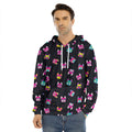 Colorful French Bulldog Print Men's Velvet Pullover Hoodie