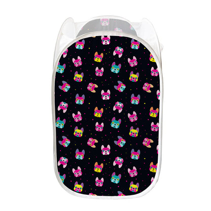 Colorful French Bulldog Print Mesh Laundry Hamper