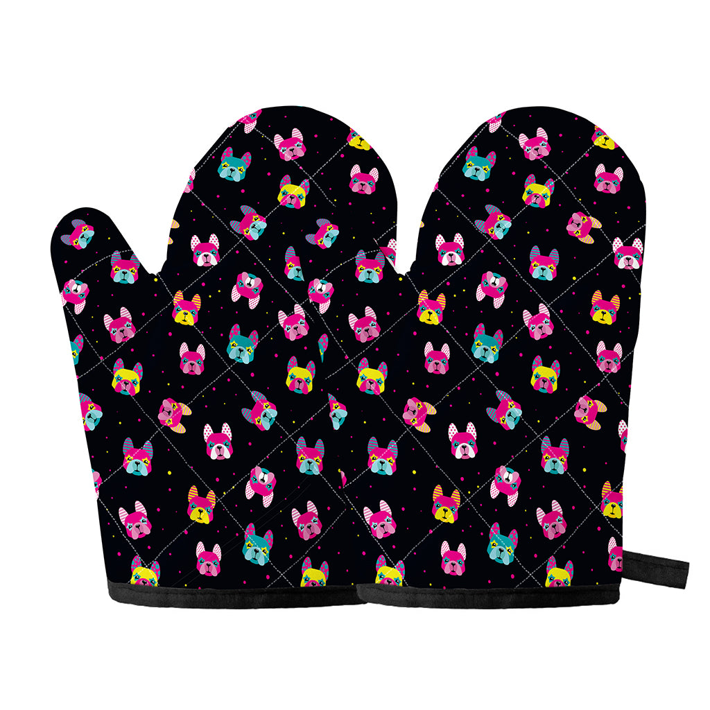 Colorful French Bulldog Print Oven Mitts