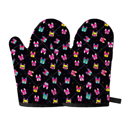 Colorful French Bulldog Print Oven Mitts