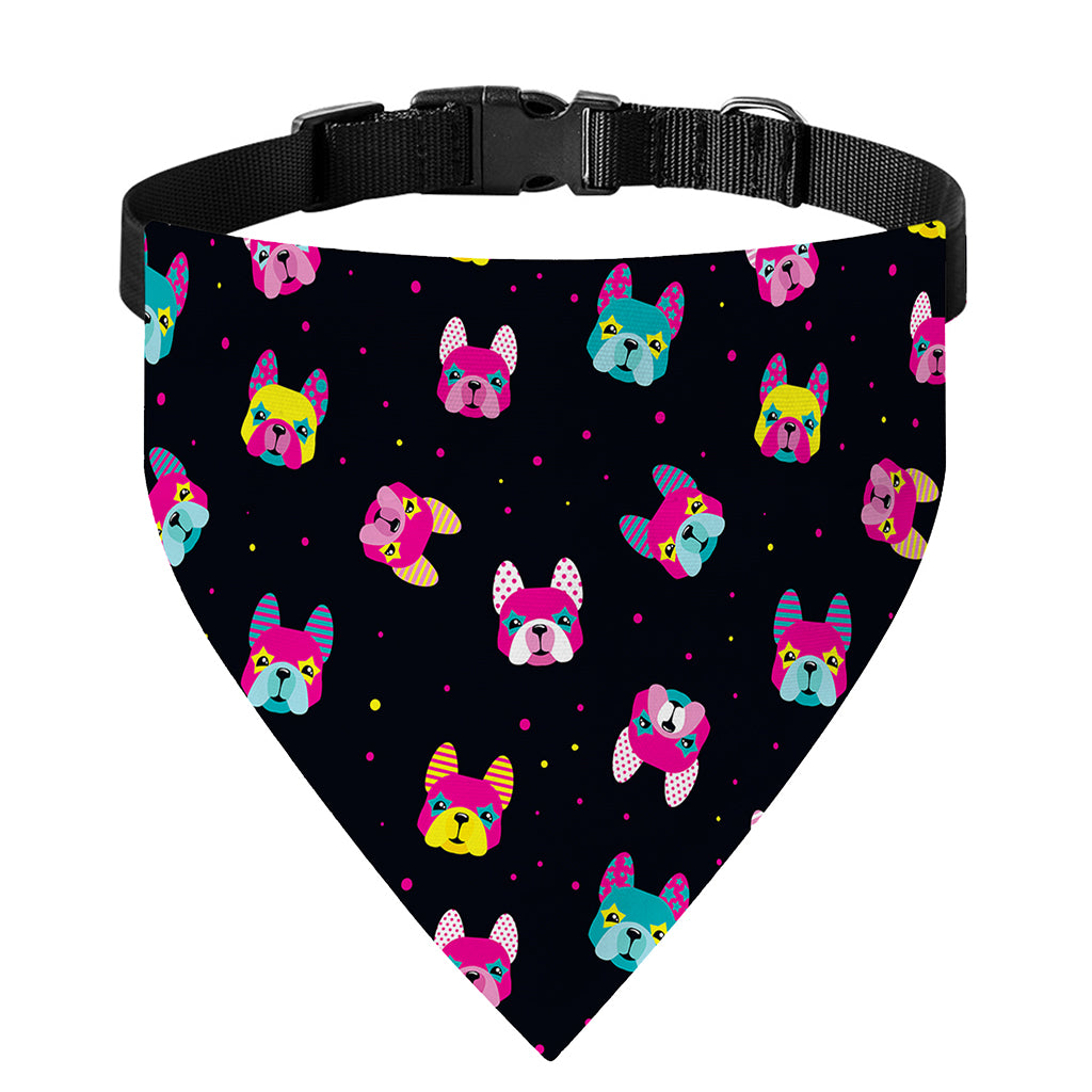 Colorful French Bulldog Print Over The Collar Dog Bandana