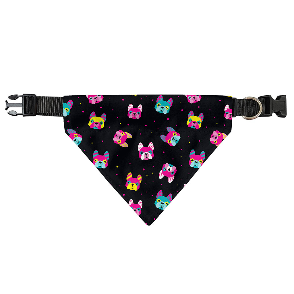Colorful French Bulldog Print Over The Collar Dog Bandana