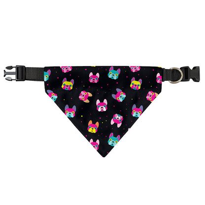 Colorful French Bulldog Print Over The Collar Dog Bandana