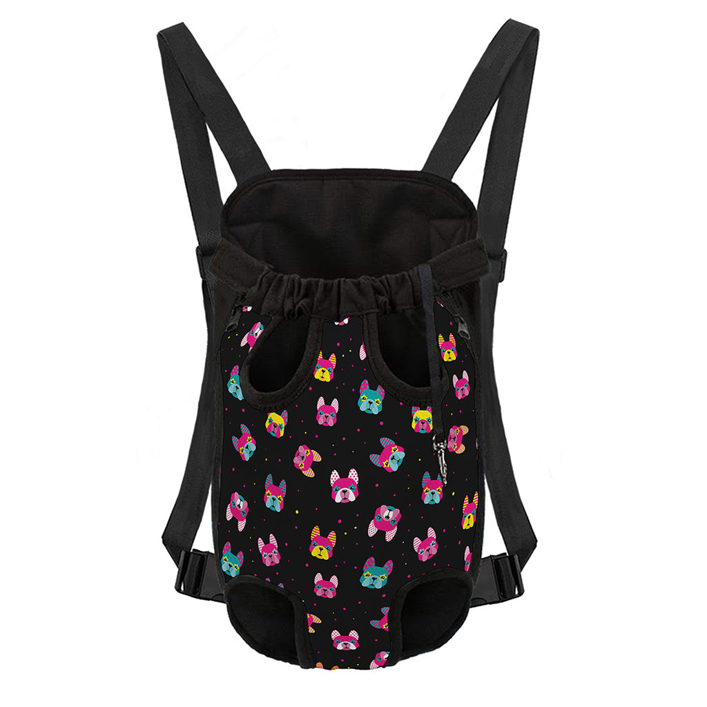 Colorful French Bulldog Print Pet Carrier Backpack