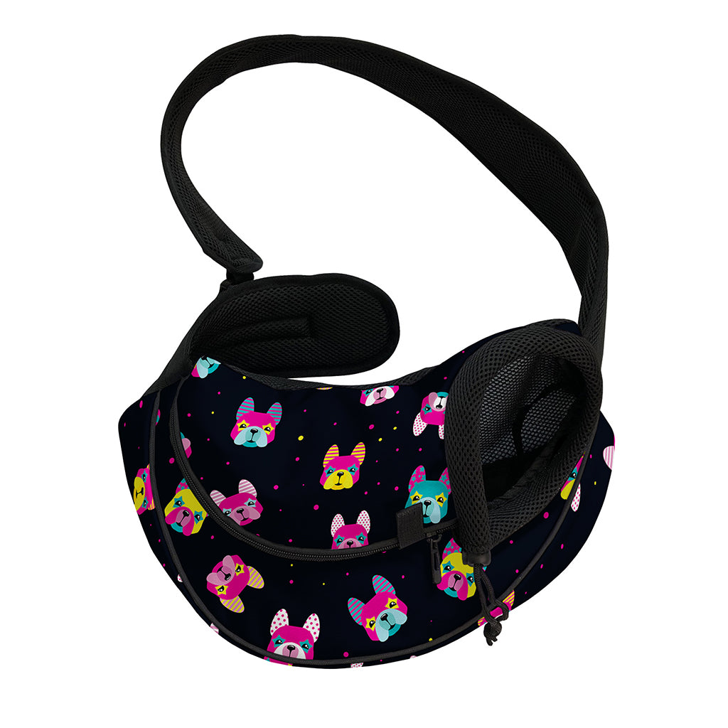Colorful French Bulldog Print Pet Sling Carrier